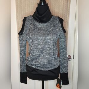 RBX Gray and Black Cold Shoulder Sweatshirt